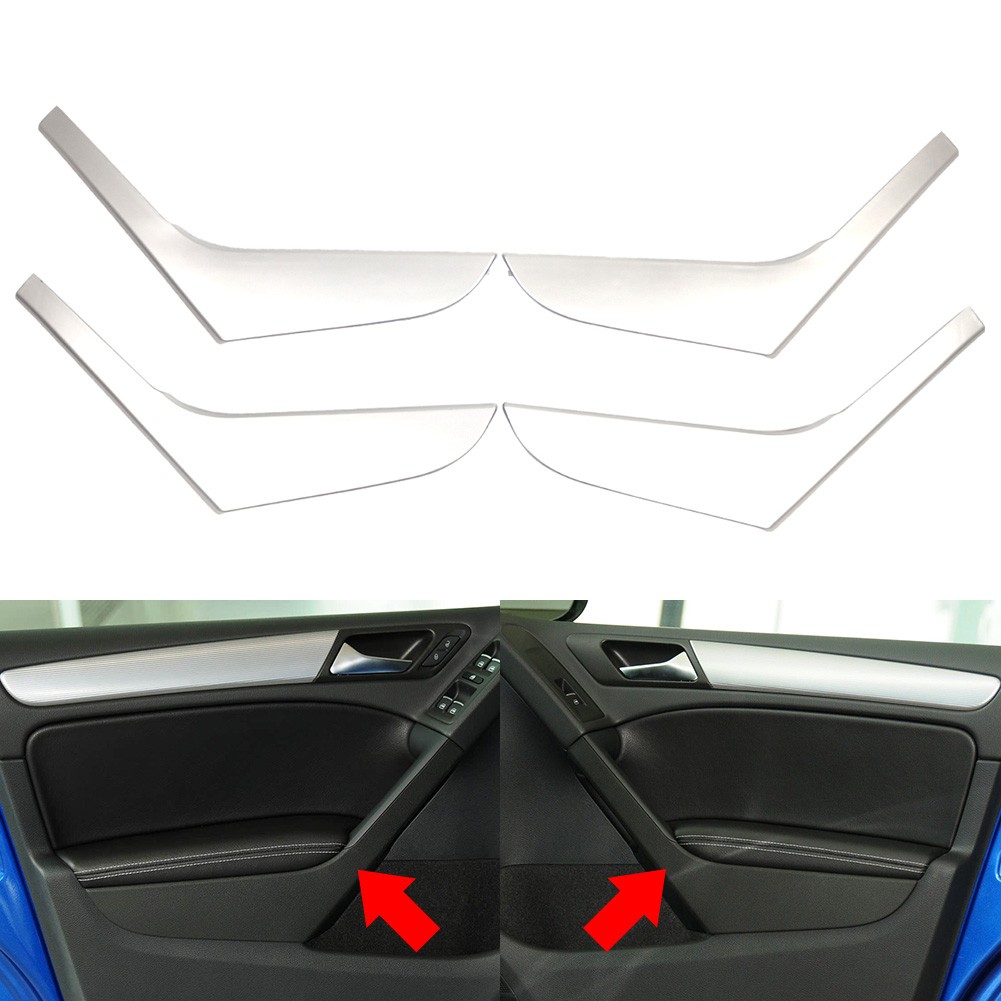 4pcs Front Rear Side Inner Door Handle Trim Cover For VW Golf MK6 2009-2013