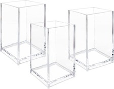 3 Pack Clear Acrylic Cosmetic Pencil Pen Holder Cup Clear Makeup Brush Holder