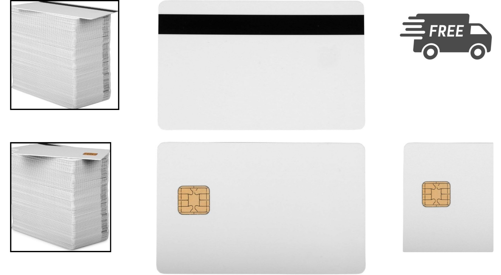 Magnetic Stripe Cards 2 Track White PVC Compatible with Standard Printers