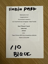 2025-26 Chrome UCL Final Performers Auto Dave Farrell Black #/10 Linkin Park SSP