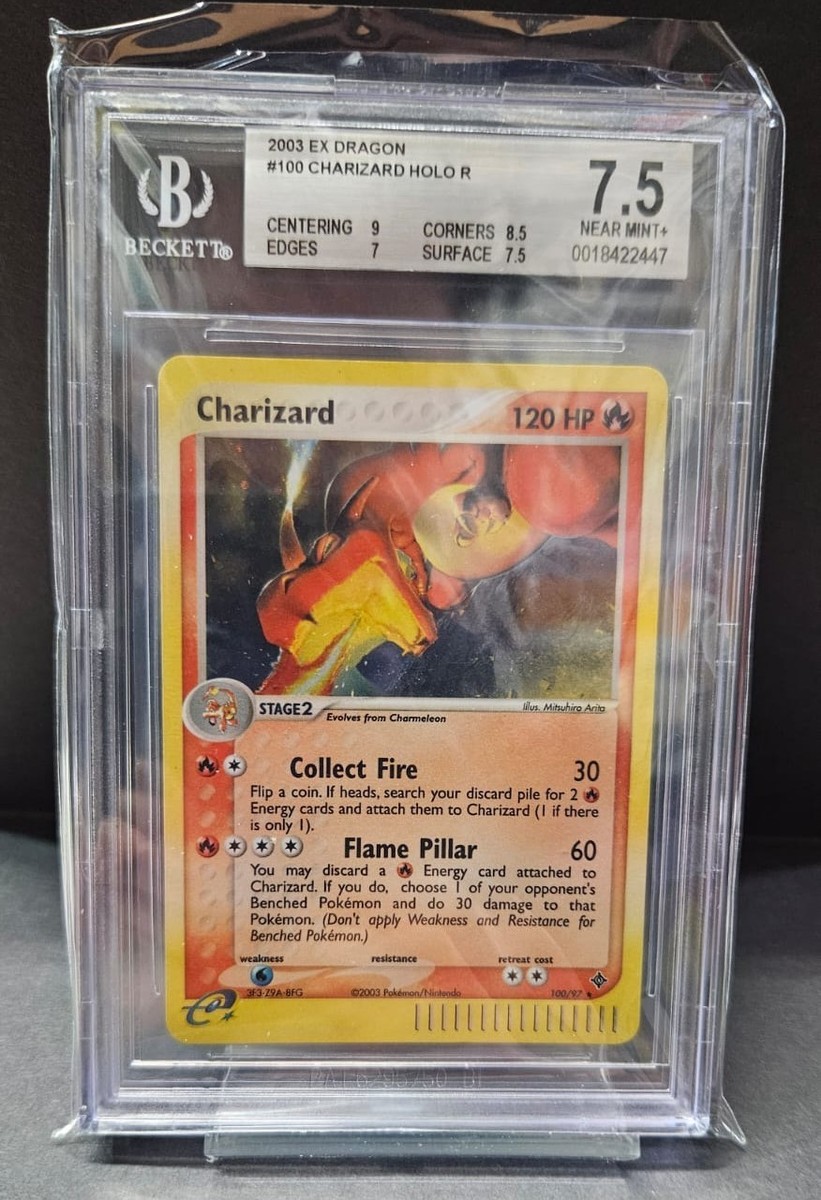 BGS 7.5 NMINT+ Pokemon Charizard 100/97 Pokemon Ex Dragon | eBay