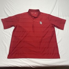 Antigua San Diego State Aztecs Men's Red Striped Polo Shirt Size XL
