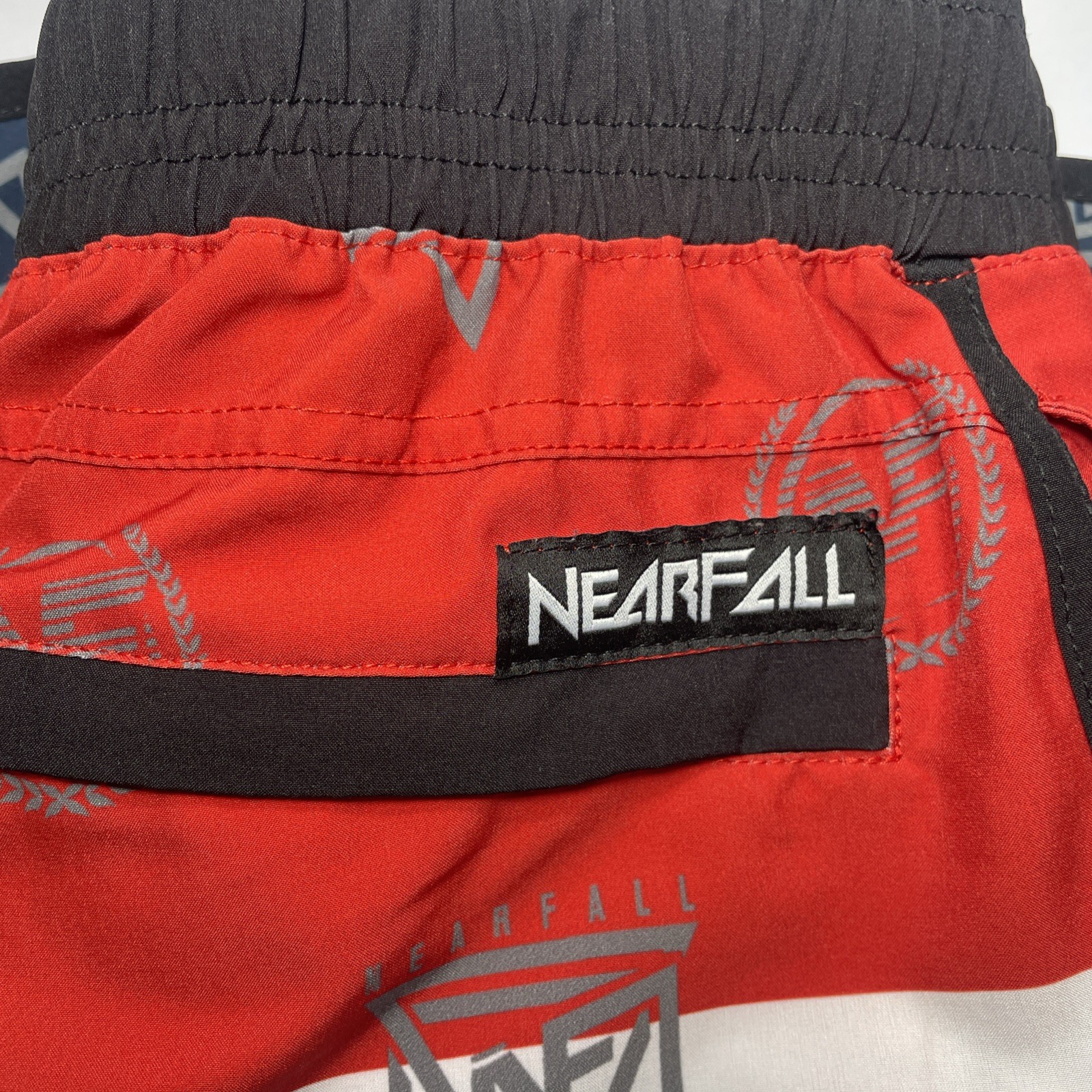 NEARFALL Wrestling MMA Shorts Mens Sz Medium Drawstring Elastic Red/White/Blue