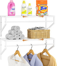 2 Pack Expandable Laundry Room Shelves with Hanging Rod, Over Washer and Dryer S