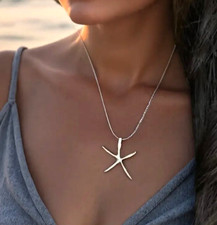 Starfish Chain Necklace for Women - Minimalist White Zinc Alloy Jewelry
