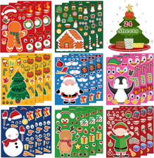 Christmas Stickers for Kids - DIY Crafts - Stocking Stuffers 24 Sheets 