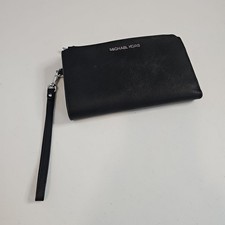 Michael Kors MK Jet Set Travel Double Zip Phone Wristlet Wallet Solid Black