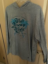 Disney Parks vintage lightweight hoodie size XL WDW screen VG pouch pocket Gray