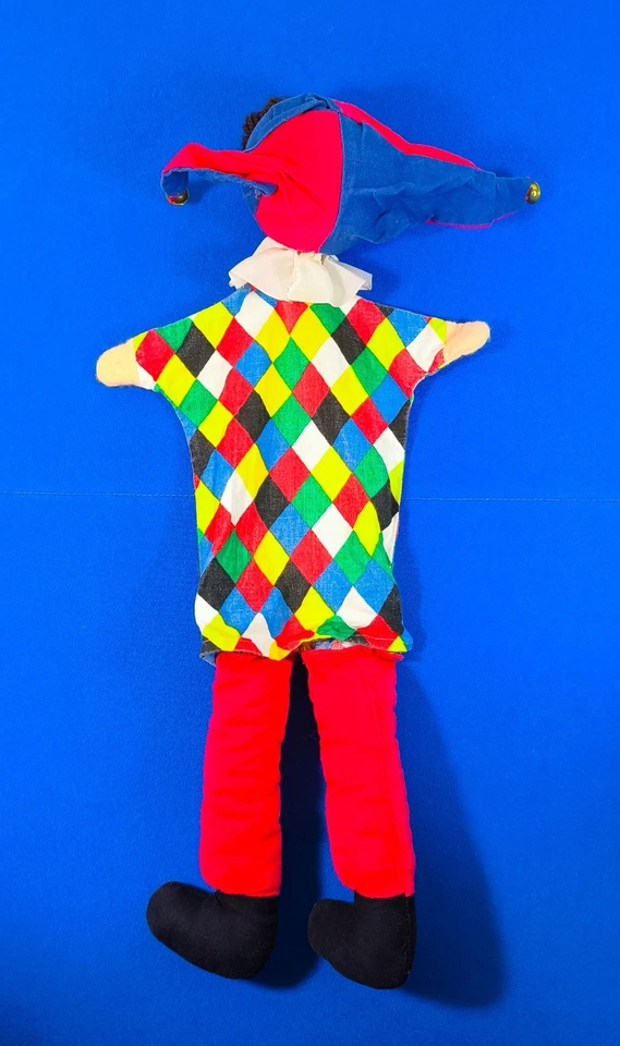 KASPER HANDPUPPE Kasperpuppe Holznase Kasperletheater Stoffkopf Beine kariert - Bild 2 von 2