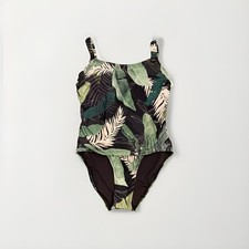 NWT JANTZEN Women  s One-Piece Swimsuit JZ25501M - Size 14 Botanical Black