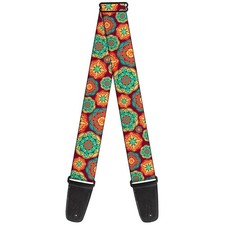 Guitar Strap - Boho Mandala Burgundy/Yellow/Turquoise/Orange ACC NEW