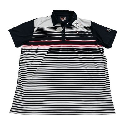 NEW Puma Golf Polo Mens XXL Black Striped The Honda Classic Performance Fit