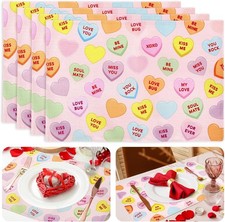 Valentine's Day Placemats Set of 4 Love Heart Placemats Conversation Hearts Deco
