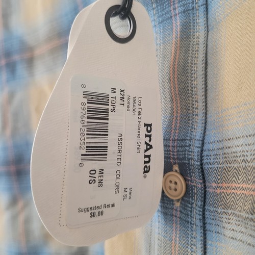 prAna Los Felix Flannel Shirt Button Up Sustainable Materials Men's Medium Slim - Picture 8 of 10