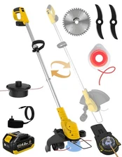 20000 RPM(4.0AhX1) Electric Weed Wacker,Dual-Durable-Line,Metal Blades,Wheel,...