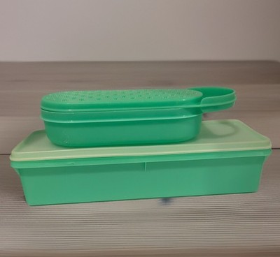 VINTAGE Tupperware 392-9 Celery Keeper W/lid &Cheese Grater/ Jadeite Green