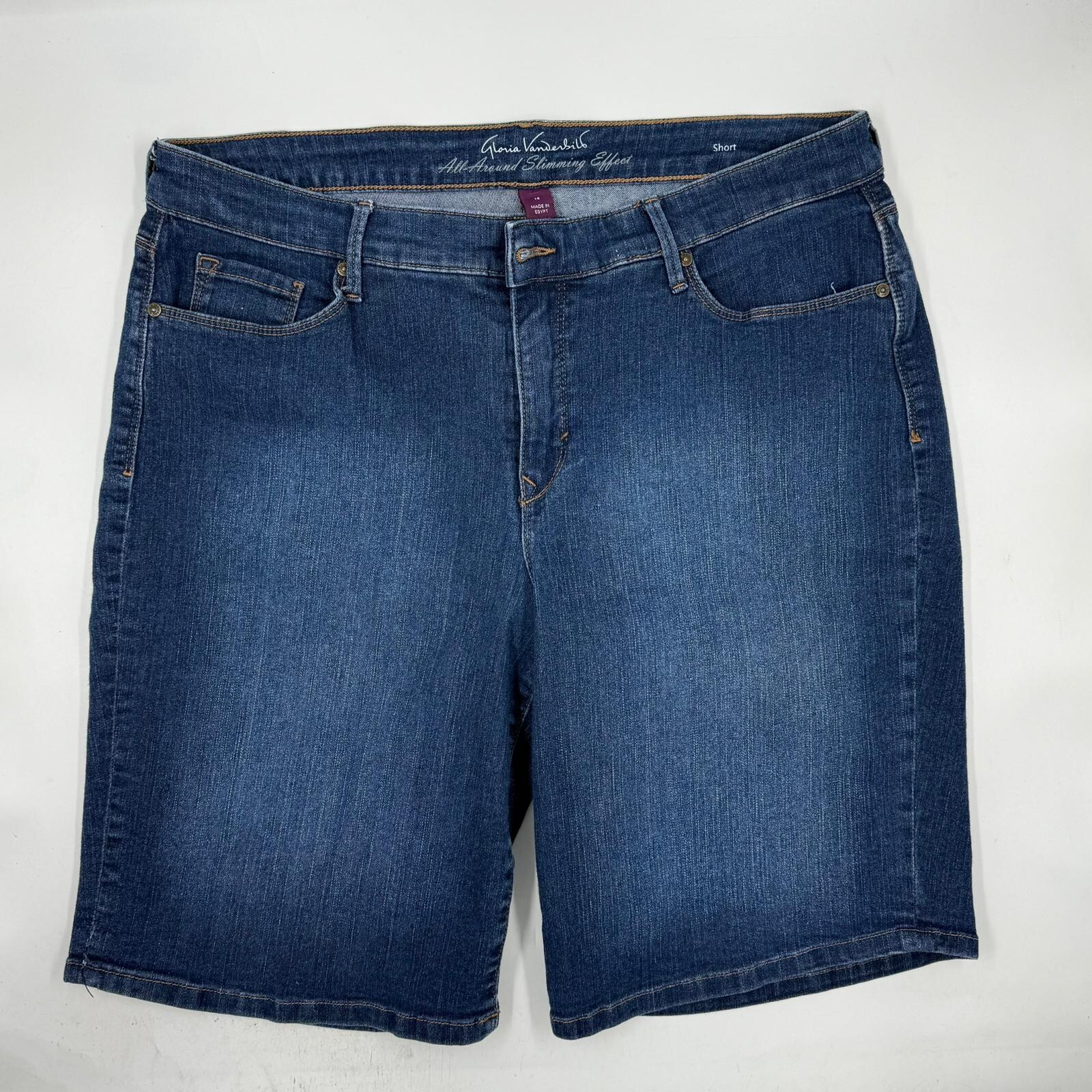 Gloria Vanderbilt Women's Slim Denim Shorts 18 Blue Cotton Blend