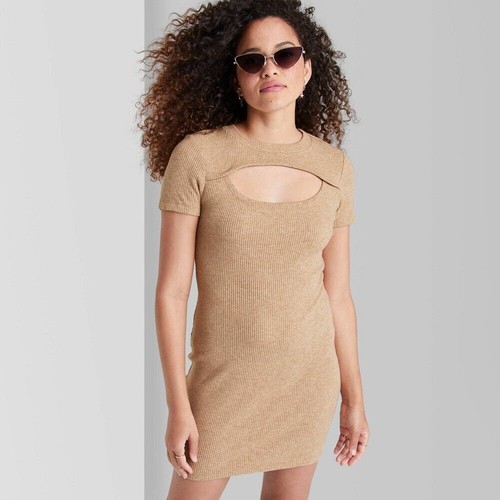 Women's Short Sleeve Size Medium Cut Out Sweater Dress - Wild Fable™ Brown NEW - Bild 1 von 4