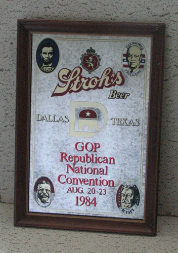 Rare 1984 Stroh's Dallas Texas Republican National Convention Framed Mirror - Picture 2 of 19