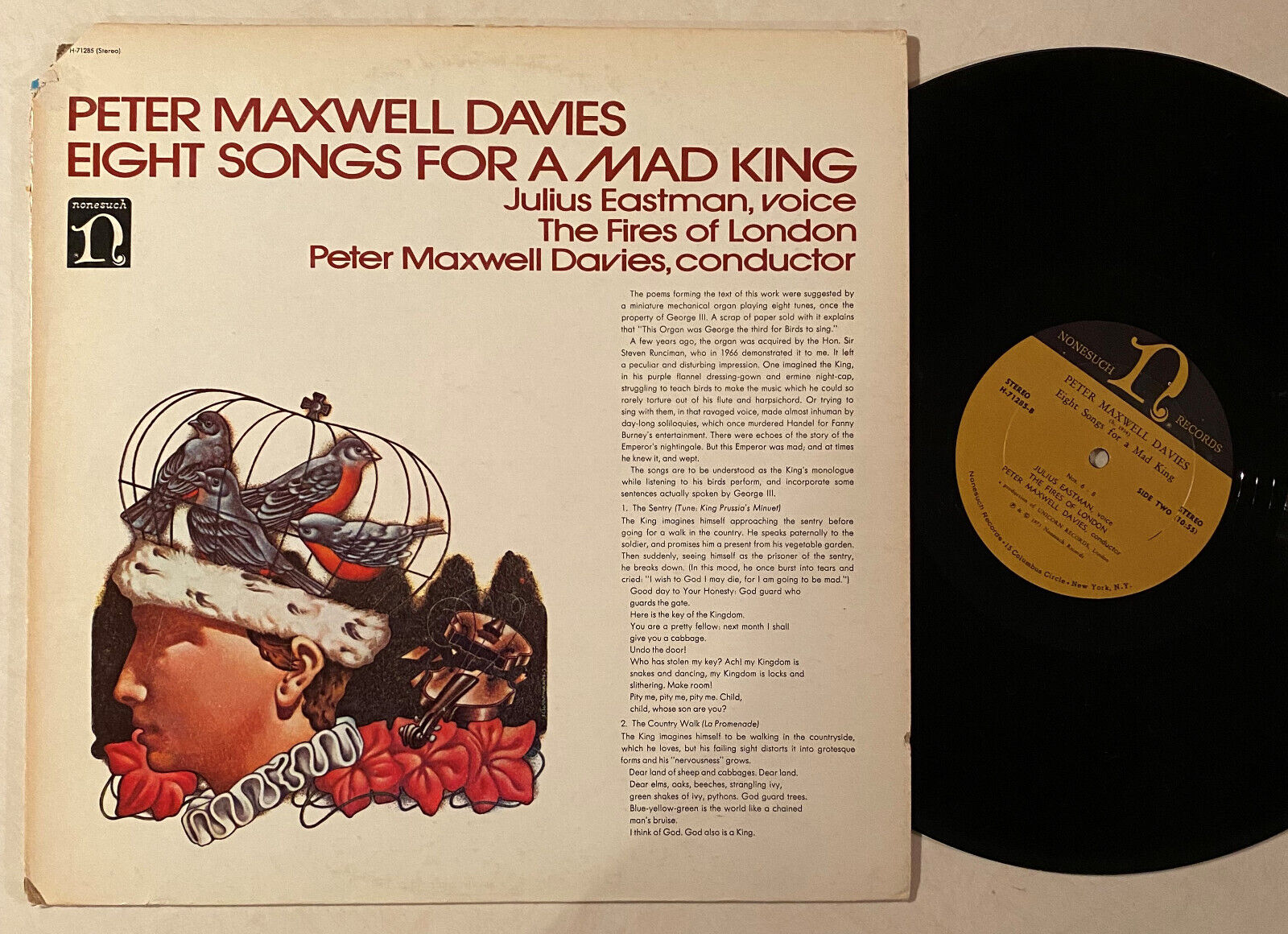 PETER MAXWELL DAVIES Eight Songs for a Mad King JULIUS EASTMAN Nonesuch LP