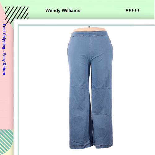 Wendy Williams Women's Pull-On Full Length wide - leg Pant , Light Blue , S - 第 1/2 張圖片