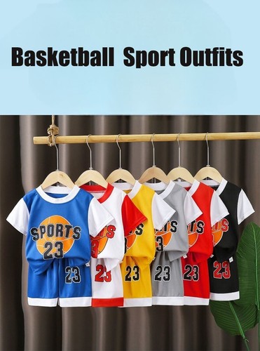 2pcs Boys' Summer Clothes Set - Basketball Sports T-Shirt & Shorts 0-10 Years - Picture 10 of 16