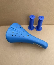Viscount Dominator BMX Bicycle Seat + Grips Old School Hard Shell saddle GT BLUE
