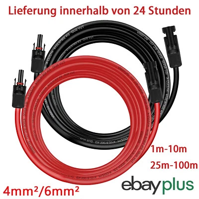 TEOV 1-10m Solarkabel Verlängerung 4mm² 6mm² PV Solarstecker Verlängerungskabel IP68