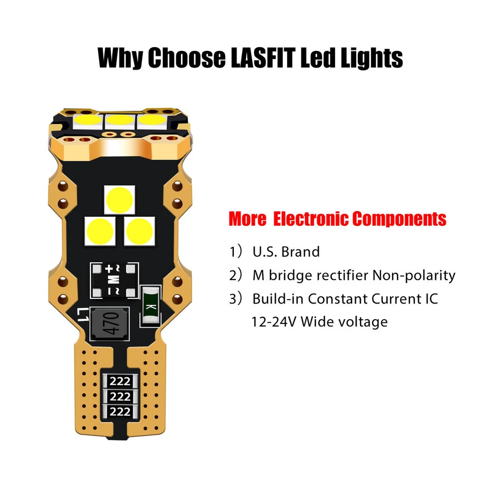 LASFIT LED Reverse Backup Light Bulbs 921 for VW Golf Tiguan GTI Touareg 6000K - Изображение 3 из 4