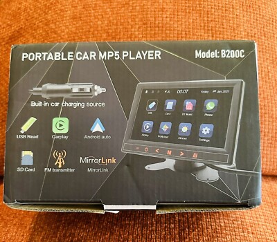 Portable Car Mp5 Player Model B200C carplay,android auto New open box 7''