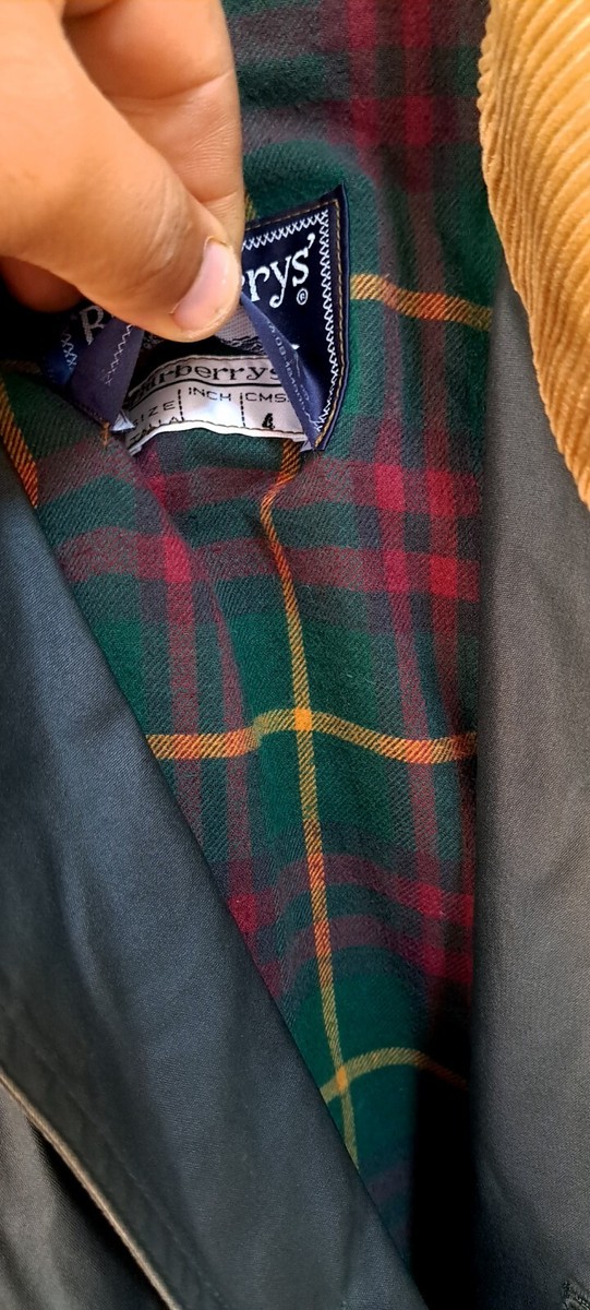 Vintage Burberry Wax Jacket coat Tartan Distressed Jacket