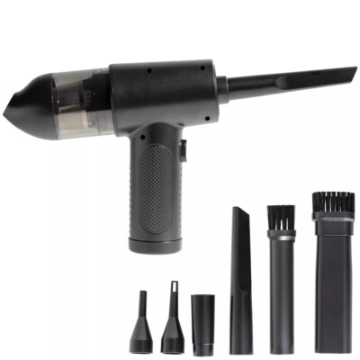 Handheld Air Duster & Mini Vacuum Cleaner Combo with 6 Attachments