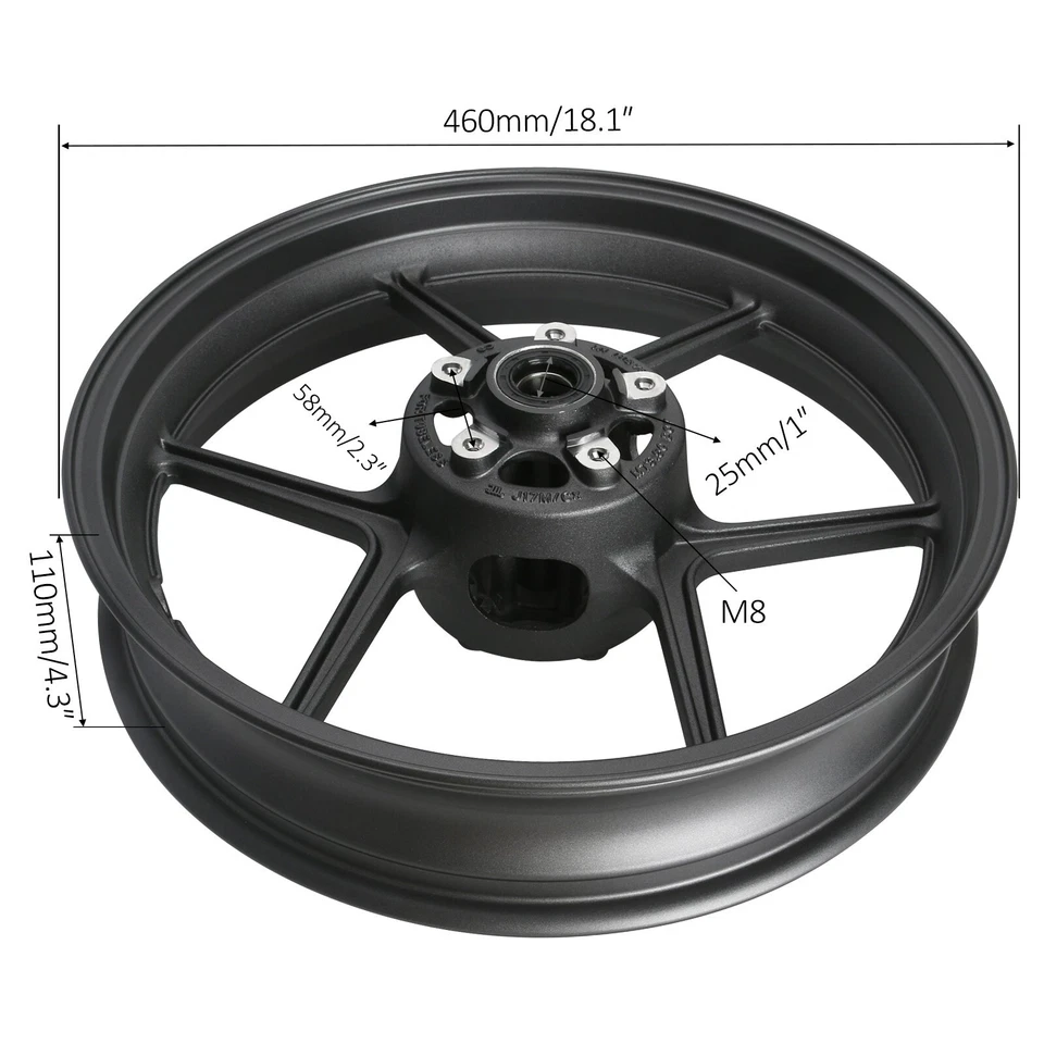 Llanta delantera negra de motocross para Kawasaki Ninja ZX6R ZX10R 2005-12 Z750 07-08 Foto 2 de 4