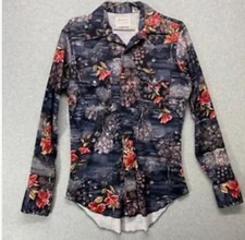 Vintage Wrangler Womens Medium Western Shirt Floral Pearl Snap 70s Made in USA
