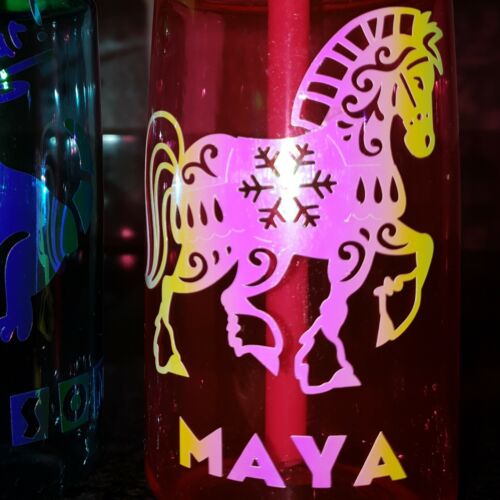 Personalised Childrens Water Bottle LABEL ONLY Kids Name Stickers Unicorn Horse - Picture 9 of 12