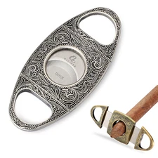 Galiner Vintage Cigar Cutter Carved Design Metal Guillotine Stainless Steel Gift