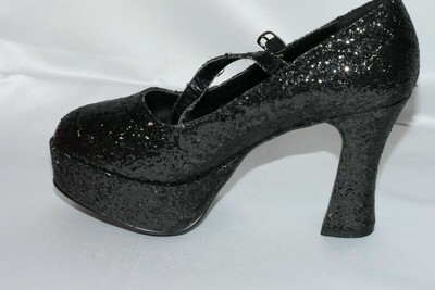 black glitter mary jane shoes