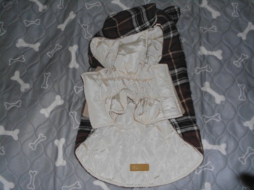 Wasserdichte winddichte wendbare karierte Hundeweste im britischen Stil - braun - Medium - Bild 8 von 8