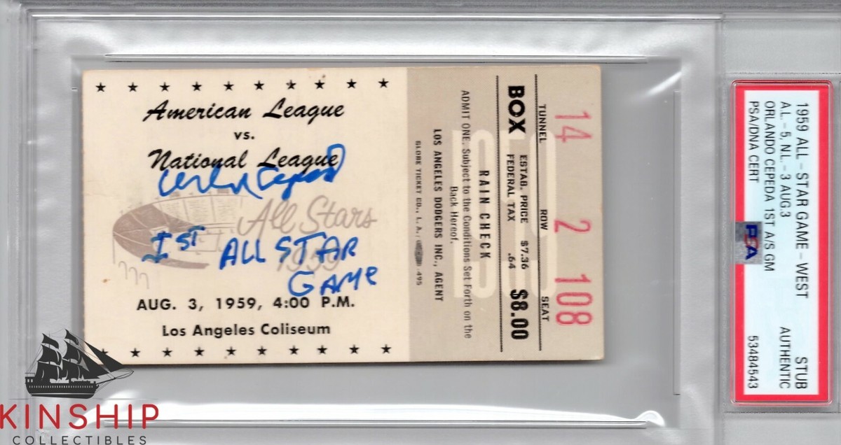 Orlando Cepeda signed 1959 All Star Game Ticket PSA DNA Inscribed
