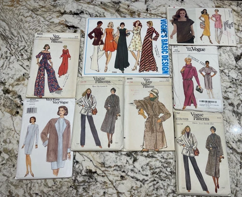 Vintage Vogue Sewing Patterns, Lot Of 8, Uncut