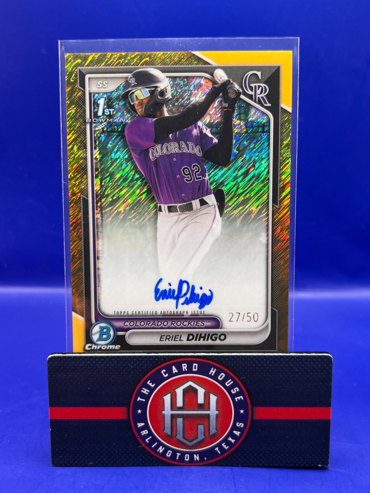 2024 Bowman Chrome Eriel Dihigo Gold Shimmer 1st Auto /50 Rockies ZZ1