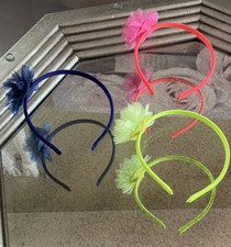 Girls Cat  Jack 3 Pack Neon Flower Hair Headbands Yellow Green Blue Pink