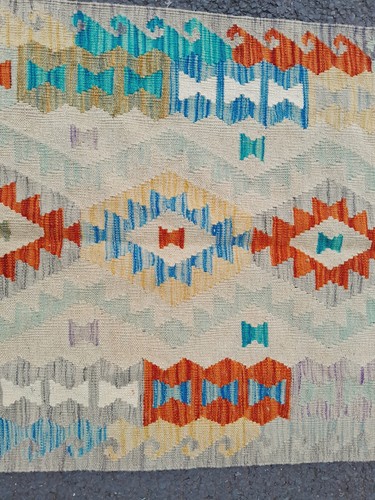 Handmade rugs Afghan kilim Turkish vintage flat woollen 300x80 cm - Picture 4 of 14