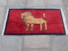 Vintage Traditional Hand Made Oriental Gabbe Wool Red Rug 150x77 Animal Lion