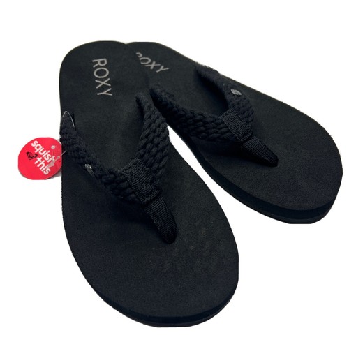 ROXY LOW TIDE BLACK BRAIDED STRAP COMFORT FLIP FLOPS SANDALS SIZE 11 | eBay