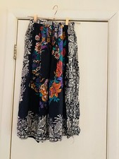 VTG 90s Handmade Highwaist Floral Boho Rayon Cottagecore Bloomcore Skirt Xs