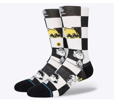 Men's Size Large Stance Checked Peanuts Gang Charlie Brown Snoopy Lucy Sally etc