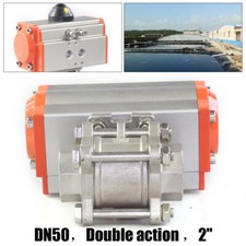 Pneumatic Air Actuated Stainless Ball Valve 2" Inch Double Acting Sanitary Valve