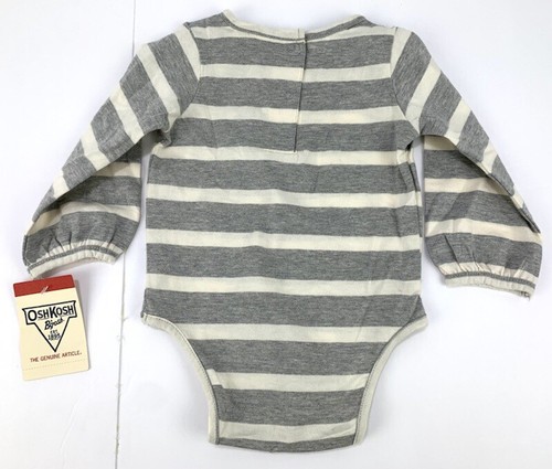 OshKosh B'gosh Baby Mädchen grau gestreifter Langarm Body, Gr. 6 Monate Neu mit Etikett - Bild 2 von 10