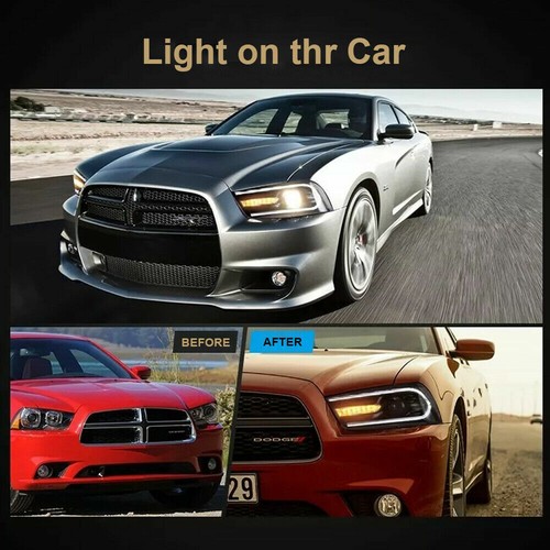 Faros para Dodge Charger 11-14 indicador secuencial LED con 1 par de bombillas LED H7 - Imagen 7 de 12